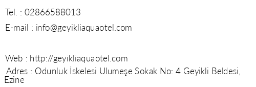 Geyikli Aqua Otel telefon numaralar, faks, e-mail, posta adresi ve iletiim bilgileri